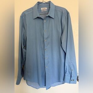 Calvin Klein Light Blue Men's Dress Shirt - Subtle Stripe